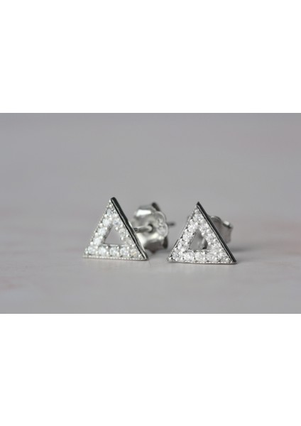 925 Ayar Gümüş Küpe Üçgen Model