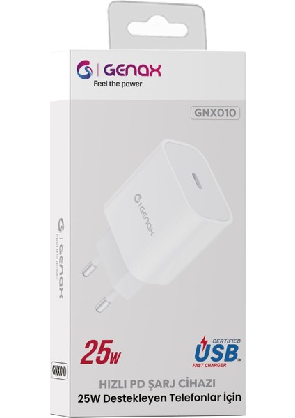 GNX010 Type-C Pd Şarj Adaptörü 25W Beyaz