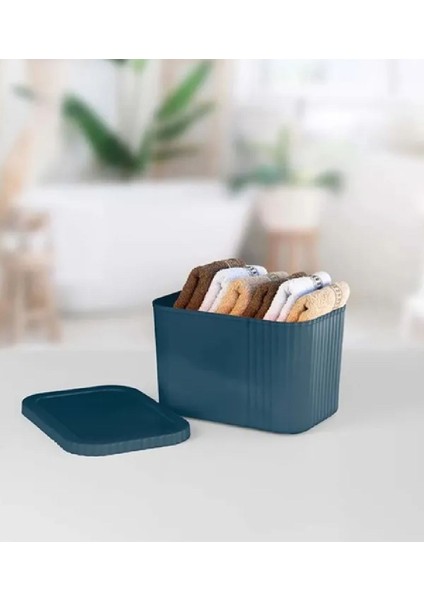 Iki Adet 6 Litre Çok Amaçlı Kapaklı Saklama Kutusu, Havlu ve Kişisel Eşyalar Için modelleri