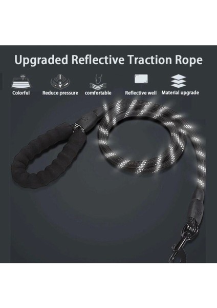 Köpekler Için Gezdirme Tasması Reflektörlü 130 cm Halat Orta ve Büyük Boy Köpekler Için Siyah modelleri