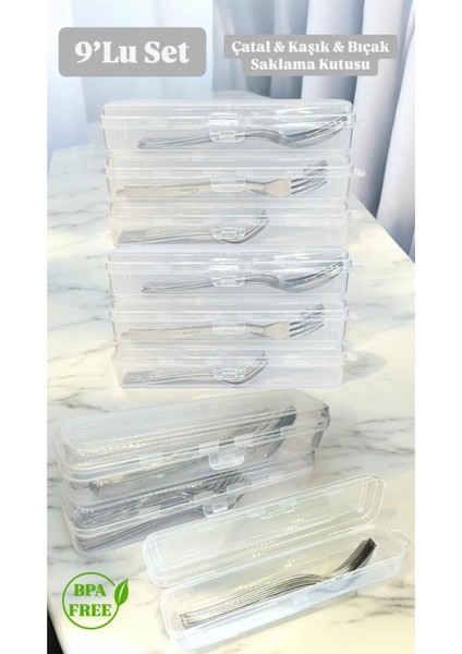 9'lu Çatal Bıçak Kaşık Takımı Saklama Kutusu Seti, Düzenleyici ve Çeyizlik Organizer