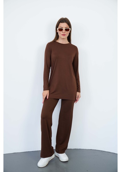 Kadın Viskon Full Likra Tunik-Kahve fiyatları