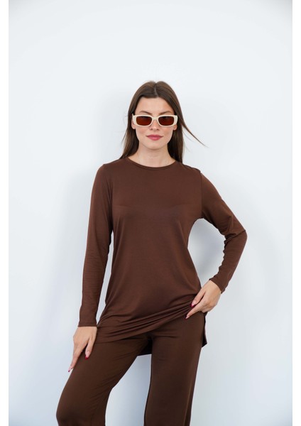Kadın Viskon Full Likra Tunik-Kahve fırsatları