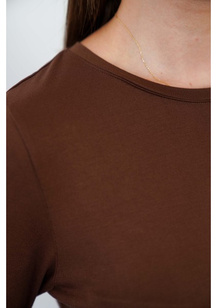 Kadın Viskon Full Likra Tunik-Kahve indirimleri