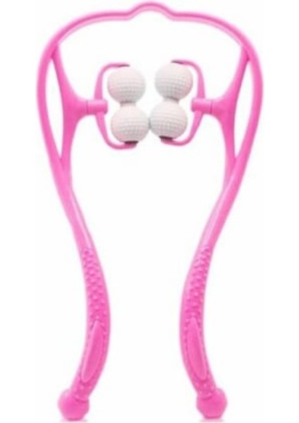 Boyun Bacak Ayak Bel Masaj Aleti Çok Fonksiyonlu Manuel 4 Tekerlekli - Pembe