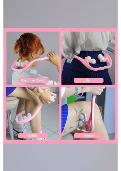 Boyun Bacak Ayak Bel Masaj Aleti Çok Fonksiyonlu Manuel 4 Tekerlekli - Pembe indirimleri