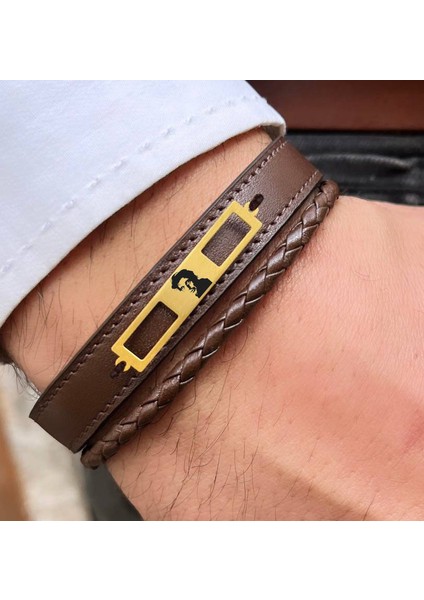 Altın Plakalı 14 Ayar Al Pacino Temalı Dikdörtgenli Kahverengi Derili Hediye BILEKLIK-532SEMBOL fiyatları