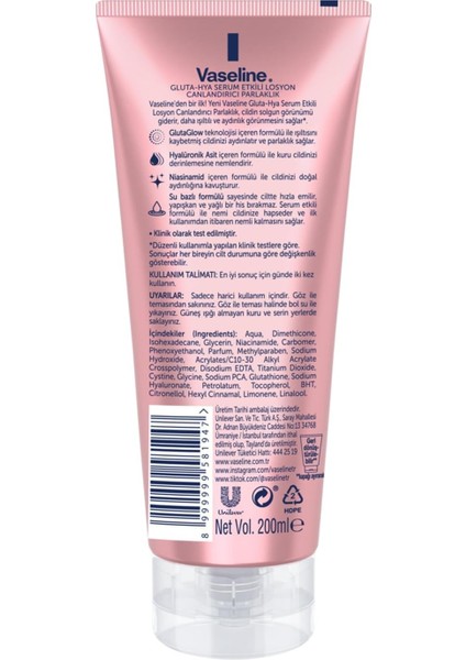 Gluta Hya Serum Etkili Losyon Canlandırıcı Parlaklık 200 ml modelleri