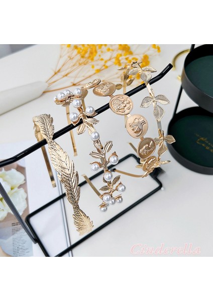 Kadın Gold Yaprak Tacı Saç Bandı - Zarif Taç Saç Aksesuarı fiyatları