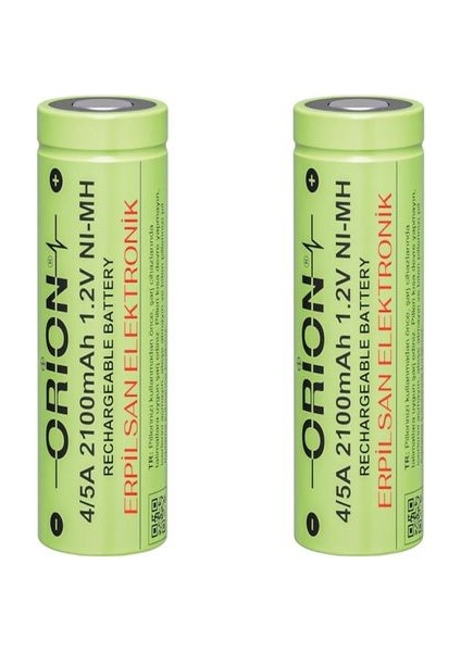 1.2V Ni-Mh 4/5A 2100MAH Şarj Edilebilir Başlıksız Pil 2 Adet Erpilsan Elektronik