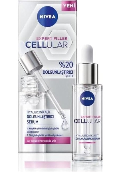 Nıvea Cellular Expert Filler Dolgunlaştırıcı Cilt Serumu 30ML, Yoğun Nemlendirici, Saf Hyaluronik Asit