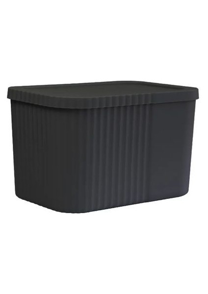 6 Litre Çok Amaçlı Kapaklı Saklama Kutusu, Havlu, Kozmetik, Kişisel Eşya Düzenleyici Siyah