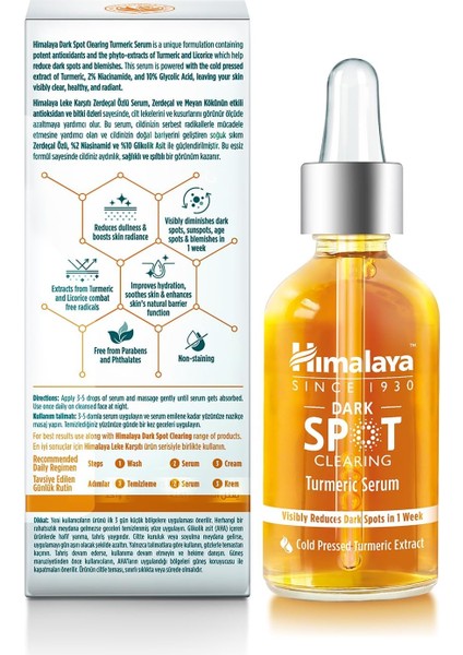 Since 1930 Dark Spot Clearing Leke Karşıtı Zerdeçal Özlü Serum 30 Ml, Niacinamide%2, Glikolik Asit 10% fiyatları