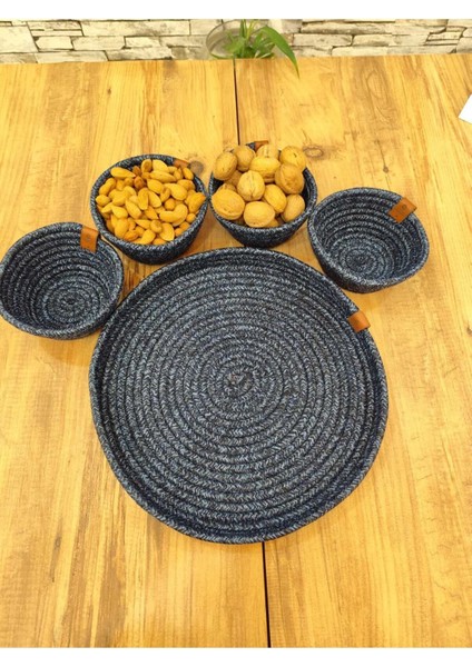 Hasır ve Jüt 5 Parça Sunum Çerez Takımı, Tepsili, Şık ve Doğal Görünüm indirimleri