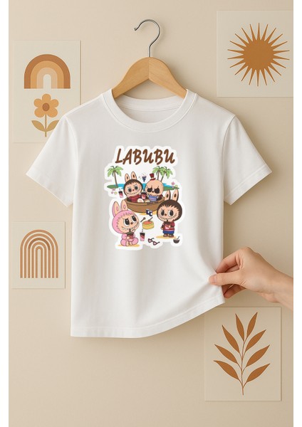 Blitzistanbul Labubu Desenli Renkli Baskılı Kız Çocuk Tişörtü - 4-11 Yaş , Labubu Tshirt