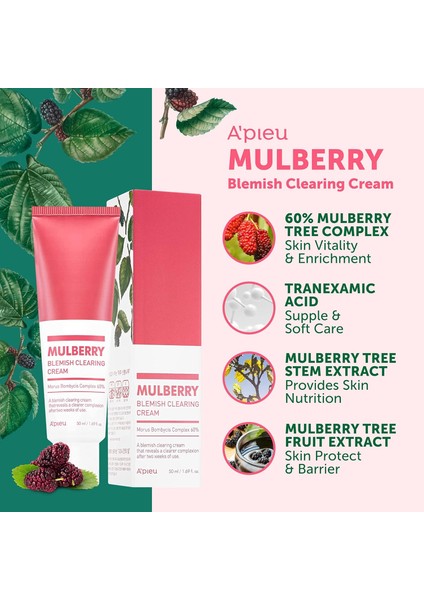 A'pıeu Leke Görünümünü Hafifletmeye Yardımcı Dut Özlü Krem A'pıeu Mulberry Blemish Clearing Cream fırsatları