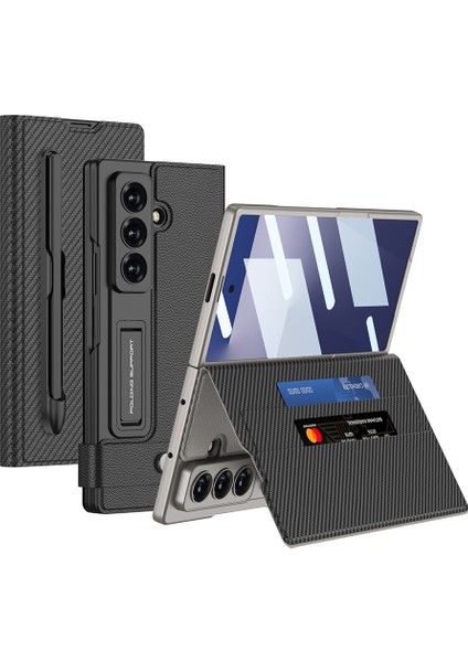 Samsung Galaxy Z Fold 7 Uyumlu Suni Deri Tasarımlı Kalem Bölmeli Zore Kıpta Kartlıklı Standlı Kapak fiyatları