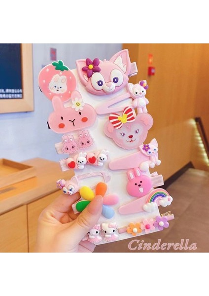 14'lü Pembe Tonlu Çocuk Pens Klipsli Çıtçıt Toka Seti Model-7