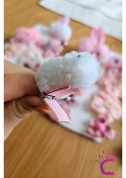 9'lu Beyaz Tavşanlı Yumuşak Kız Bebek Pens Toka Seti - Kurdeleli Kalpli Çiçekli Çocuk Saç Tokası fiyatları