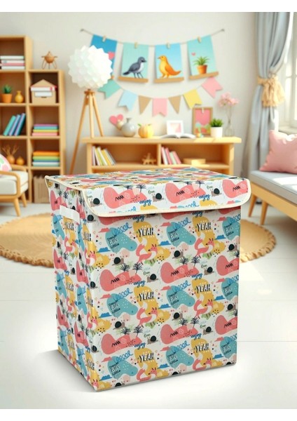 Renkli Büyük Boy Kapaklı Kirli Çamaşır ve Oyuncak Saklama Kutusu 40X50X30 modelleri