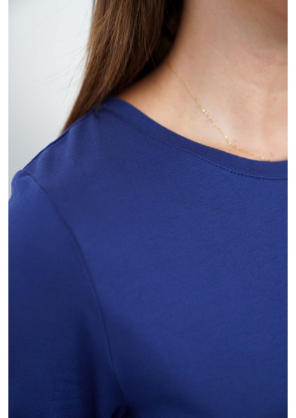 Viskon Dökümlü Tişört-Lacivert indirimleri