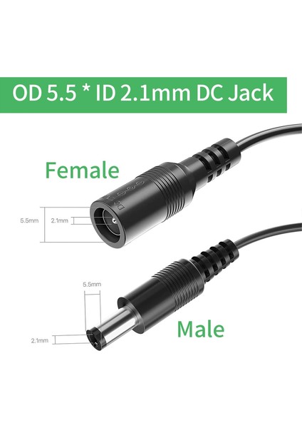 Adaptör Dc Uzatma Güç Kablosu (3 Metre) 5.5 x 2.1 mm Dişi / Erkek modelleri