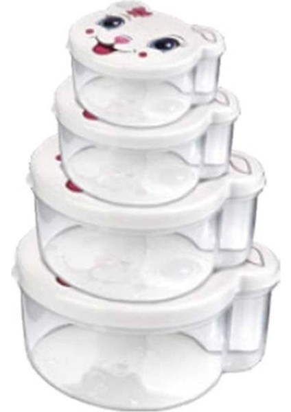 Renkli Hayvan Figürlü Gıda Saklama Kabı Seti 4'lü, Çeşitli Boyutlar