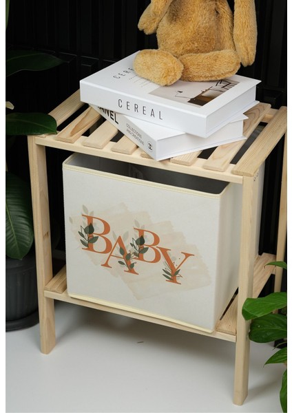 Yazılı Çocuk Odası Oyuncak Saklama Kutusu, 30X30X30, Bej modelleri