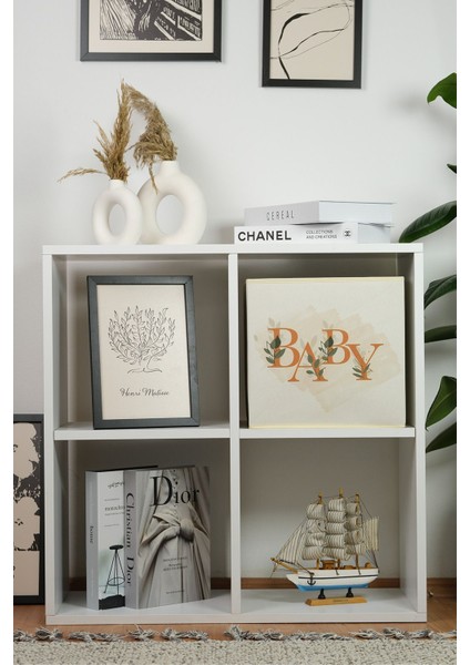 Yazılı Çocuk Odası Oyuncak Saklama Kutusu, 30X30X30, Bej fırsatları