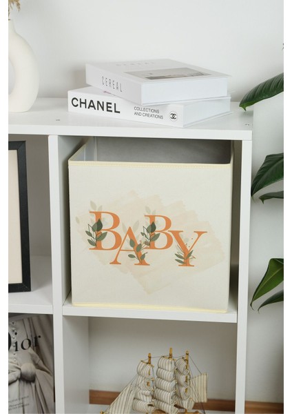 Yazılı Çocuk Odası Oyuncak Saklama Kutusu, 30X30X30, Bej indirimleri