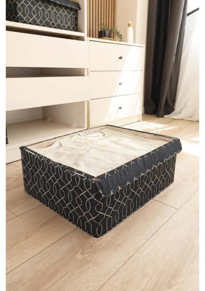 Şık Kapaklı Baza Kutu 51X39X19 cm Siyah