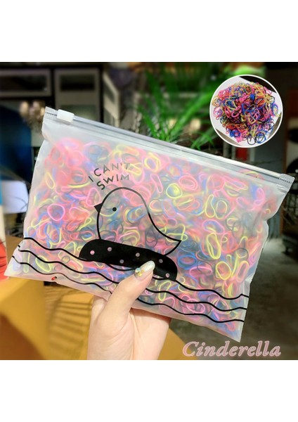 1000'LI Çantalı Karışık Renkli Minik Lastik Toka Seti - Örgü Lastik Saç Tokası