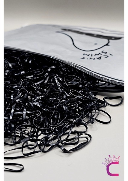 1000'LI Çantalı Siyah Minik Lastik Toka Seti - Örgü Lastik Saç Tokası fiyatları