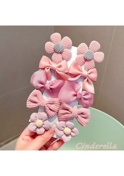 10'lu Papatya Kurdele Fiyonk Model Çocuk Lastik Toka Seti Pembe - Lastikli Saç Tokası Model-7