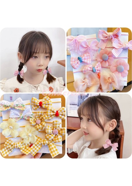 10'lu Papatya Kurdele Fiyonk Model Çocuk Lastik Toka Seti Pembe - Lastikli Saç Tokası Model-7 fiyatları
