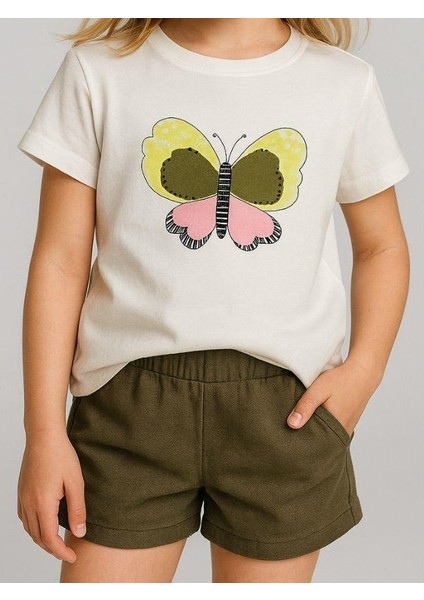 Kız Çocuk Kelebek Desenli T-Shirt fırsatları