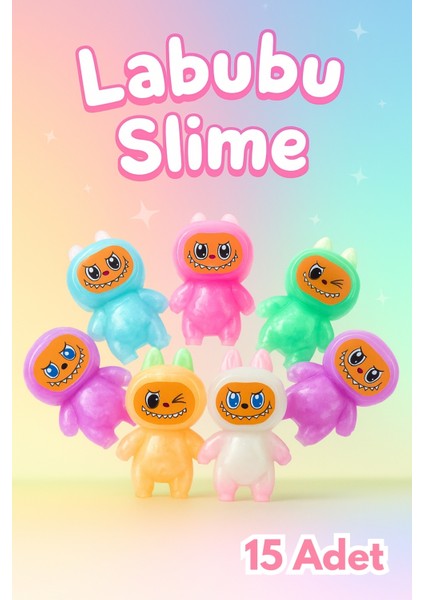 Labubu Hazır Slime 15'li Slime Ele Yapışmaz Hazır Slaym Renkli 15 Adet