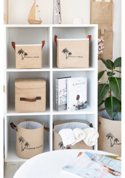 Bej Jüt Düzenleyici Kutusu 20X20X20 Cm, Takı, Makyaj, Banyo ve Ofis Organizatörü modelleri