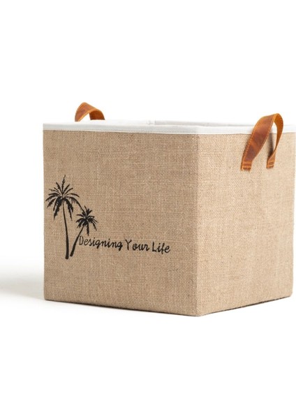 Bej Jüt Düzenleyici Kutusu 20X20X20 Cm, Takı, Makyaj, Banyo ve Ofis Organizatörü fırsatları