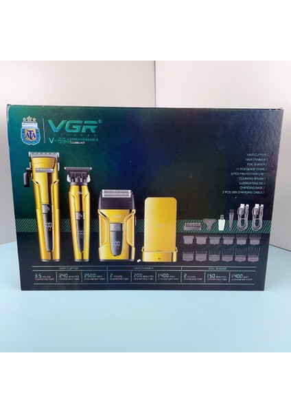Vgr Voyager V-694 Profesyonel Şarjlı Traş Makinesi Seti - 3'ü 1 Arada Kuaför Seti