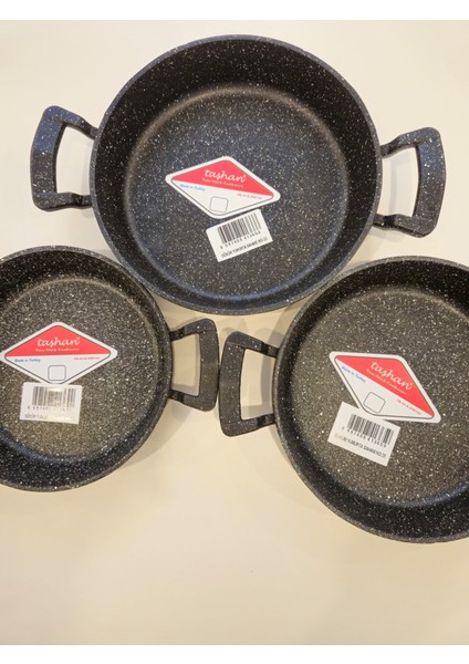 Döküm Granit 3'lü Sahan 18-20-22 cm Siyah Yumurta Sahanı fiyatları