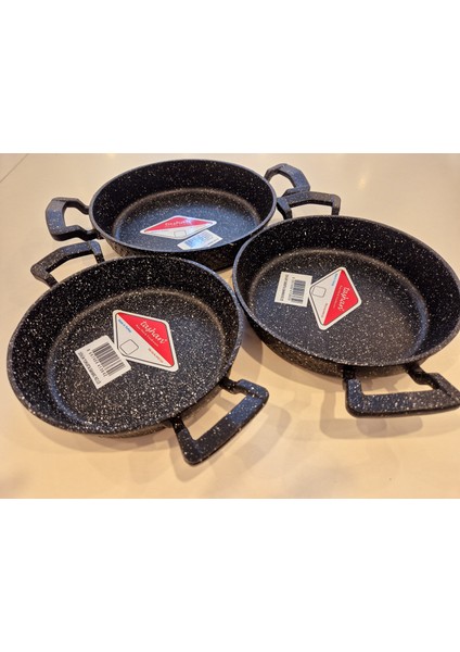 Döküm Granit 3'lü Sahan 18-20-22 cm Siyah Yumurta Sahanı indirimleri