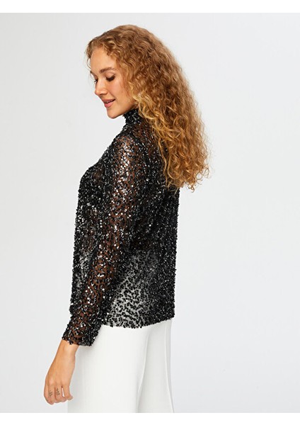 Payet Boncuk Işli Dik Yaka Abiye Bluz W26BLZ002 indirimleri