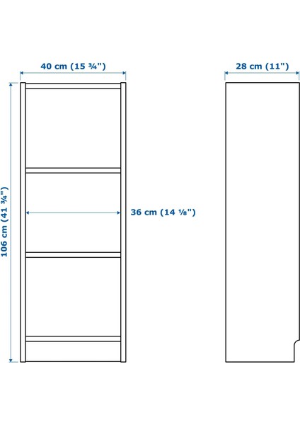 Bılly 3 Raflı Kitaplık 40 x 28 x 106 cm Beyaz Küçük Boy Kitap Saklama Ünitesi fiyatları