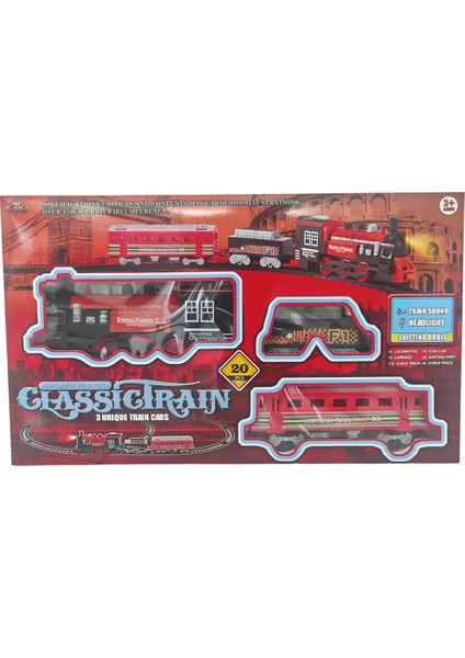 20 Parça Pilli Sesli Işıklı Yön Değiştirebilen Oyuncak Klasik Tren Lokomotif Seti