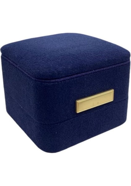 Lacivert Micro Süet Alyans Takı Kutusu, Şık ve Kullanışlı Tasarım