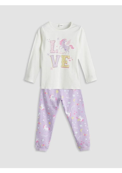 Lcw Kids Bisiklet Yaka Kız Çocuk Pijama Takımı (W5)