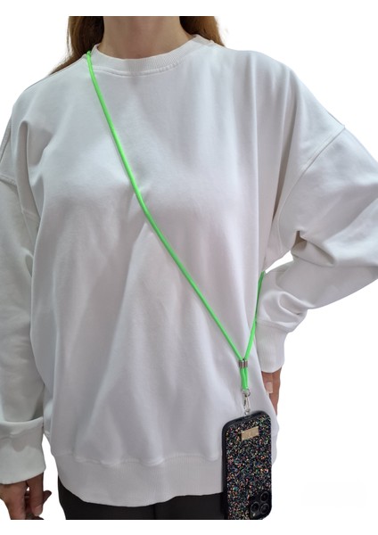 Tüm Kılıflara Uyumlu Çapraz Kullanıma Uygun Yükseklik Ayarlı Düz Renk Boyun Ipi Telefon Askısı 65CM
