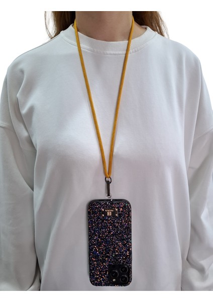 Tüm Kılıflara Uyumlu Çapraz Kullanıma Uygun Yükseklik Ayarlı Düz Renk Boyun Ipi Telefon Askısı 65CM fiyatları
