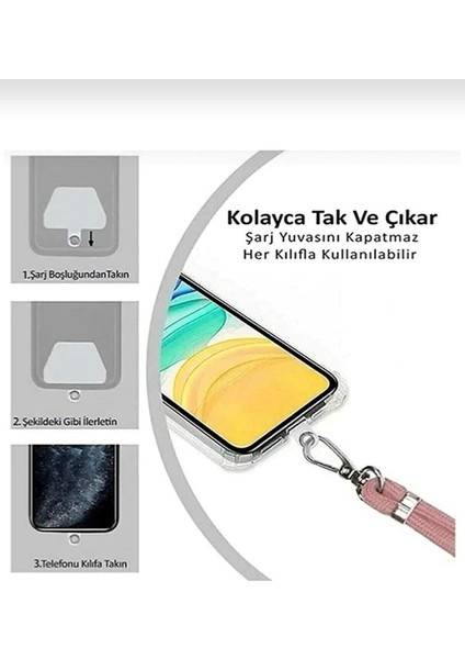 Tüm Kılıflara Uyumlu Çapraz Kullanıma Uygun Yükseklik Ayarlı Düz Renk Boyun Ipi Telefon Askısı 65CM indirimleri
